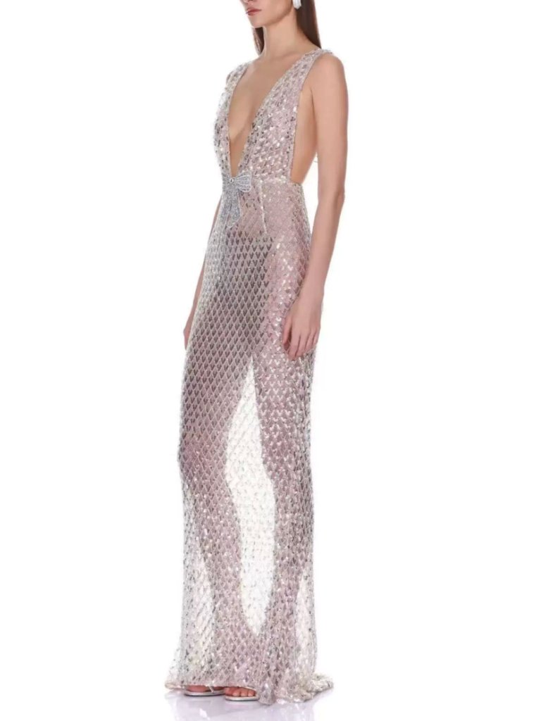 Bronx And Banco Liora Maxi Dress Gown Silver — image 2 of 8